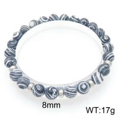 8mm natural stone bead stainless steel bead bracelet for men women