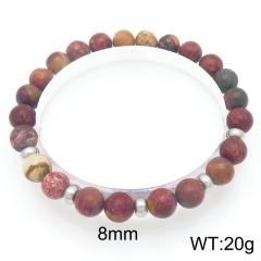 8mm natural stone bead stainless steel bead bracelet for men women