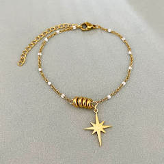 Simple Star Pendant Bracelet All-match Color enamel Rice Beads bracelet for Women