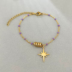 Simple Star Pendant Bracelet All-match Color enamel Rice Beads bracelet for Women
