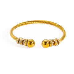 Diamond-Encrusted Twist Bracelet stainless steel cuff bangle bracelet