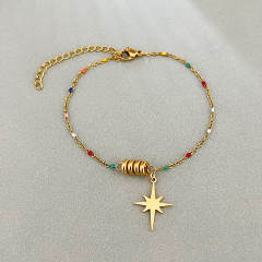 Simple Star Pendant Bracelet All-match Color enamel Rice Beads bracelet for Women