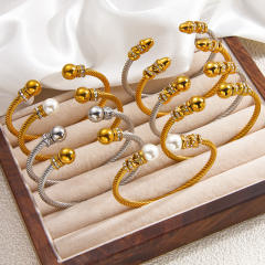 Diamond-Encrusted Twist Bracelet stainless steel cuff bangle bracelet