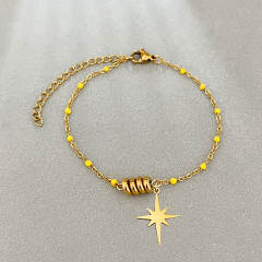 Simple Star Pendant Bracelet All-match Color enamel Rice Beads bracelet for Women