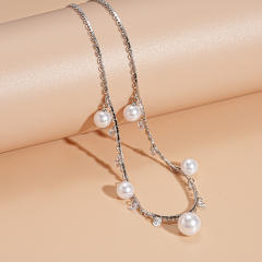Retro Metallic Imitation Pearl Heart Starfish Imitation Shell Geometric Round Necklace