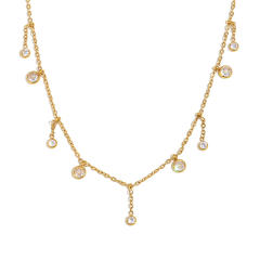 Hot-SellingElegant Stainless Steel Plated 18K Gold Thin Chain Tassel Pendant Necklace Collection