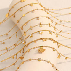 Hot-SellingElegant Stainless Steel Plated 18K Gold Thin Chain Tassel Pendant Necklace Collection