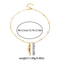 Marine Series Popular 18K Gold-Plated Stainless Steel Starfish Shell pendant Necklace