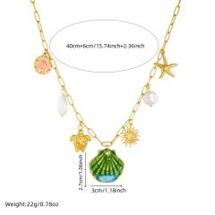 Scallop Starfish Turtle Sun Stainless Steel charm Marine Series Holiday necklace