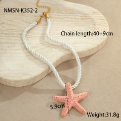 Ocean Style Vacation Exaggerated Colorful Starfish Stainless Steel Necklace thick rope choker necklace