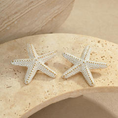 Ocean Style Vacation Exaggerated Colorful Starfish Stainless Steel Necklace thick rope choker necklace