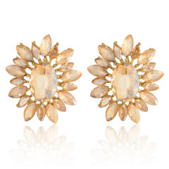 Korean Style Fashionable Flower Earrings Colorful glass crystal statement earrings
