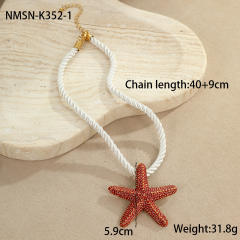 Ocean Style Vacation Exaggerated Colorful Starfish Stainless Steel Necklace thick rope choker necklace