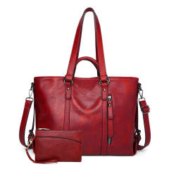 Large Capacity European American Style Oil Wax Leather Tote bag suit