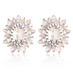 Korean Style Fashionable Flower Earrings Colorful glass crystal statement earrings