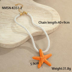 Ocean Style Vacation Exaggerated Colorful Starfish Stainless Steel Necklace thick rope choker necklace