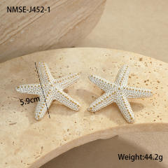 Ocean Style Vacation Exaggerated Colorful Starfish Stainless Steel Necklace thick rope choker necklace