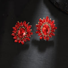 Korean Style Fashionable Flower Earrings Colorful glass crystal statement earrings