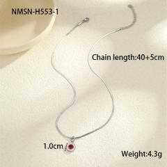 Minimalist Style Summer Stainless Steel Necklace Inlaid with Colorful Zircon