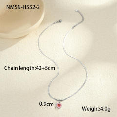 Minimalist Style Summer Stainless Steel Necklace Inlaid with Colorful Zircon