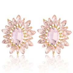 Korean Style Fashionable Flower Earrings Colorful glass crystal statement earrings
