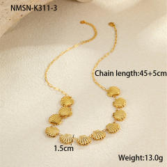 Marine Style Stainless Steel Hollow Starfish Shell Necklace Plated 18K Gold necklace
