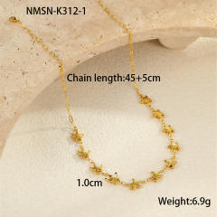 Marine Style Stainless Steel Hollow Starfish Shell Necklace Plated 18K Gold necklace