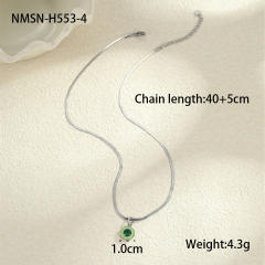 Minimalist Style Summer Stainless Steel Necklace Inlaid with Colorful Zircon