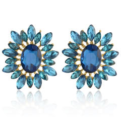 Korean Style Fashionable Flower Earrings Colorful glass crystal statement earrings