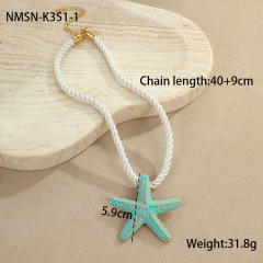 Ocean Style Vacation Exaggerated Colorful Starfish Stainless Steel Necklace thick rope choker necklace