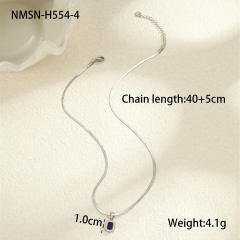 Minimalist Style Summer Stainless Steel Necklace Inlaid with Colorful Zircon
