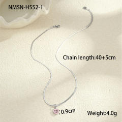 Minimalist Style Summer Stainless Steel Necklace Inlaid with Colorful Zircon
