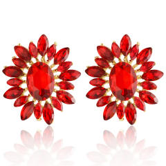 Korean Style Fashionable Flower Earrings Colorful glass crystal statement earrings