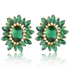 Korean Style Fashionable Flower Earrings Colorful glass crystal statement earrings