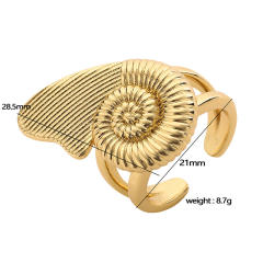 French Vintage Flower Five-petal Flower Ring Light Luxury Spiral Loop Sea Butterfly Open Finger Ring