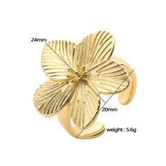 French Vintage Flower Five-petal Flower Ring Light Luxury Spiral Loop Sea Butterfly Open Finger Ring
