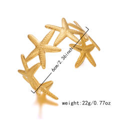Vintage geometric irregular pattern hollow stainless steel bangle flower starfish shell heart cuff bangle