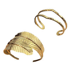 Fashion Stainless Steel Open bangle Bracelet Leaf design stainless steel bangle