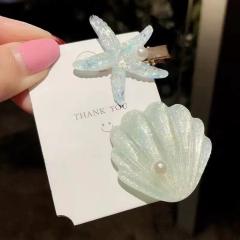 Ins Holiday Style Ocean Shell Starfish Hairpin Small Fresh Sweet shell duckbill hair clips set
