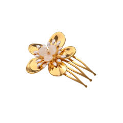 Elegant gold color flower design stainless steel hair clips hair combs