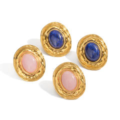 Retro Style Elegant Lapis Lazuli Natural Stone Earrings stainless steel earrings