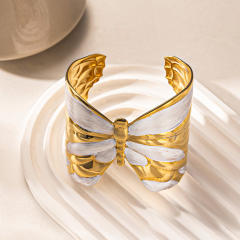 Chunky Stainless Steel bangle Bracelet Women's Electroplated Leaf Butterfly Bracelet