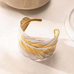 Chunky Stainless Steel bangle Bracelet Women's Electroplated Leaf Butterfly Bracelet