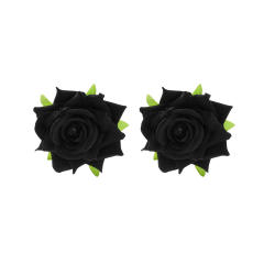 Ocean Romantic Beach Vacation Style Three-Dimensional Velvet Rose Earrings for Women