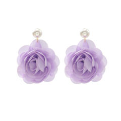 Multi-Layered Three-Dimensional Chiffon Earrings Summer Fashionable Earrings for Women Cross-Border Supply