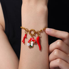 Cute and Fresh 3D Fruit Vegetable DIY Necklace charms Corn Chili Mushroom red enamel charms