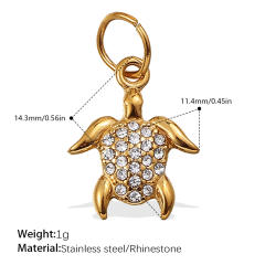 Beach Style Exquisite Inlaid Rhinestone Starfish Coconut Tree Pendant DIY Necklace Pendant Stainless Steel Bracelet Accessories