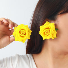 Ocean Romantic Beach Vacation Style Three-Dimensional Velvet Rose Earrings for Women