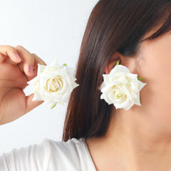 Ocean Romantic Beach Vacation Style Three-Dimensional Velvet Rose Earrings for Women