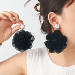Multi-Layered Three-Dimensional Chiffon Earrings Summer Fashionable Earrings for Women Cross-Border Supply